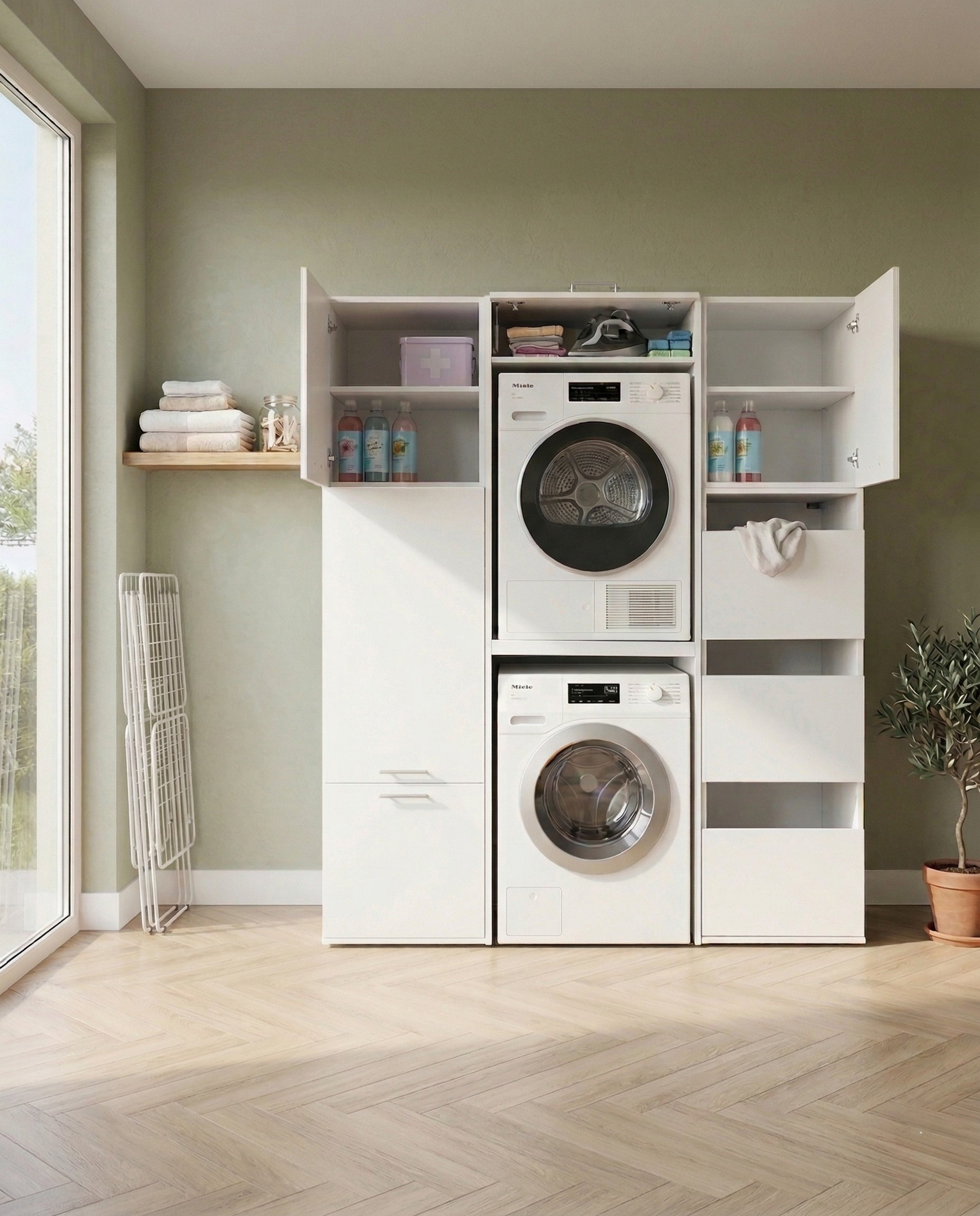 Schrank für Trockner auf Waschmaschine – Stack set 4