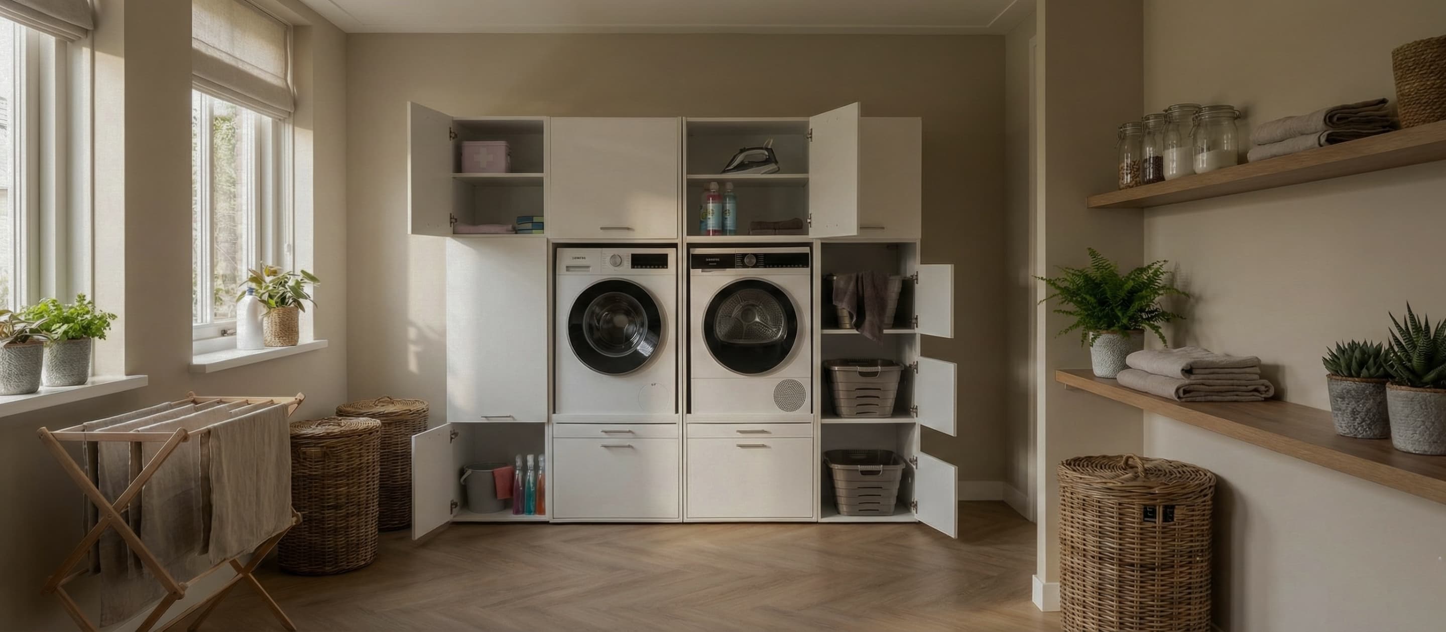 <h3>Creëer een georganiseerde </h3><h3>wasruimte met <em>Washcab®<br/></em><br/></h3>